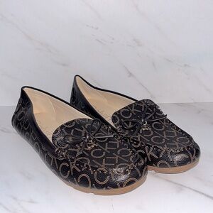 Calvin Klein Linca brown monogram flat loafer 9